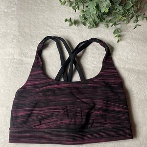 MAROON AND BLACK LULU SPORTS BRA